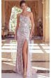 Jovani 48711 Asymmetric Neck Strapless High Slit Dress