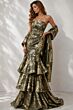 Jovani 49031 Tiered Skirt Floral Brocade Trumpet Dress