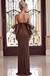 Jovani 49841 Bow Back Beaded Mesh Brown Dress