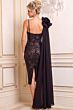 Jovani 51988 Black Nude Sequin Lace Knee-Length Dress