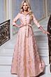 Jovani 52090 Pink Gold Brocade Collared A-line Dress