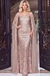 Jovani 52485 Champagne Sequin Mesh Strapless Dress