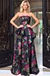 Jovani 53371 Peplum Waist Multicolor Floral Jacquard Dress