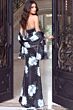 Jovani 53373 Beaded Neckline Black Multicolor Floral Satin Dress