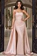 Jovani 54184 Bow Train Pearl-Beaded Blush Dress