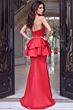 Jovani 54275 Layered Peplum Red Stretch Crepe Dress