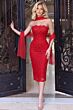 Jovani 54328 Back Slit Floral Lace Red Dress