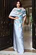 Jovani 54373 Blue Multicolor Floral Brocade Strapless Dress