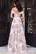 Jovani 55468 Collared Neckline Blush Multicolor Floral Brocade Dress