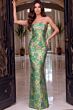 Jovani 55860 Green Multicolor Floral Jacquard Dress
