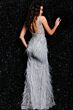 Jovani 03023 Feather Skirt Beaded Dress