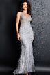 Jovani 03023 Feather Skirt Beaded Dress