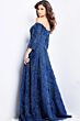Jovani 08507 Three Quarter Sleeves Embroidered Dress