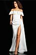 Jovani 23402 Ruffle Neckline High Slit Wedding Dress