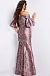 Jovani 26258 Flutter Sleeve Off The Shoulder Dress