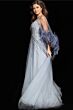 Jovani 26265 Cape Sleeve Feather Dress