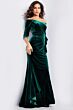 Jovani 36458 Three Quarter Sleeves Velvet Dress