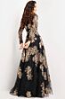 Jovani 36716 Metallic Floral Long Sleeve Dress