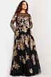 Jovani 36716 Metallic Floral Long Sleeve Dress