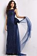 Jovani 37602 Side Sash Bateau Neckline Dress