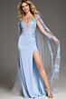 Jovani 07399 Floral Cape Illusion Bodice Dress