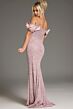 Jovani 38112 Bow Sleeves Off The Shoulder Lace Dress