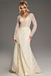 Jovani 38581 Side Overskirt Long Sleeve V-Neck Dress