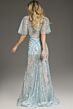 Jovani 39008 Butterfly Sleeve V-Neck Illusion Sequin Dress
