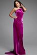 Jovani 40307 Asymmetric Neck Draped Skirt Velvet Dress