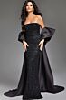 Jovani 42137 Cape Train Strapless Embellished Dress