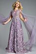 Jovani 43312 Cape Sleeve Illusion Neck A-Line Dress