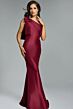 Jovani 43361 Shoulder Bow Asymmetric Neck Satin Dress