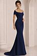 Jovani 43370 Draped Skirt Off-The-Shoulder Scoop Neck Dress