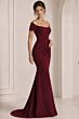 Jovani 43370 Draped Skirt Off-The-Shoulder Scoop Neck Dress