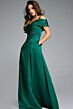 Jovani 43808 A-Line Satin Pleated Off-The-Shoulder Dress