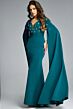 Jovani 43830 Long Cape Sleeve Plunging Neck Dress