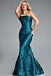 Jovani 43978 Asymmetric Neck Mermaid Brocade Dress
