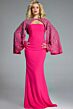Jovani 44254 Beaded Cape Sleeve Draped Skirt Dress