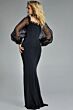 Jovani 44386 Sheer Bishop Sleeve Square Neck Dress