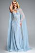 Jovani 44840 Sheer Cape Sweetheart Neck Embellished Dress