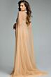 Jovani 45077 Matching Sheer Cape Scoop Neck Embellished Dress