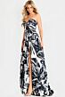 Jovani 45366 Plunging Neckline Pleated Print Dress