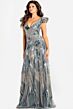 Jovani 45942 Floral Beadwork Ruffle Sleeves Dress