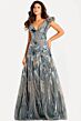 Jovani 45942 Floral Beadwork Ruffle Sleeves Dress