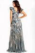 Jovani 45942 Floral Beadwork Ruffle Sleeves Dress