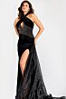 Jovani 48087 Halter Neck High Slit Dress