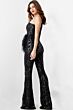 Jovani 23026 One Sleeve Feather Jumpsuit