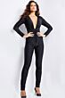 Jovani 24537 Plunging Neckline Ruched Waist Jumpsuit