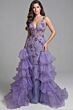 Jovani 41192 Tiered Ruffle Skirt Low Back Dress