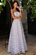 Jovani K42175 Lace Embroidery A-line Blue Dress